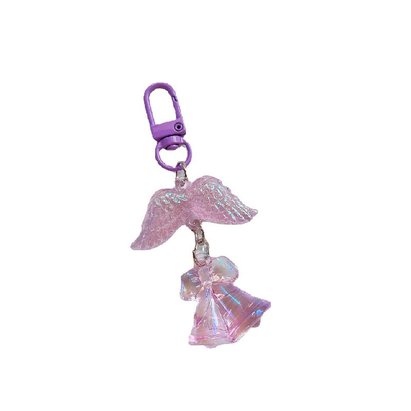 Acrylic Orchid Keychain Transparent Floral Rainbow Hues Charm 5