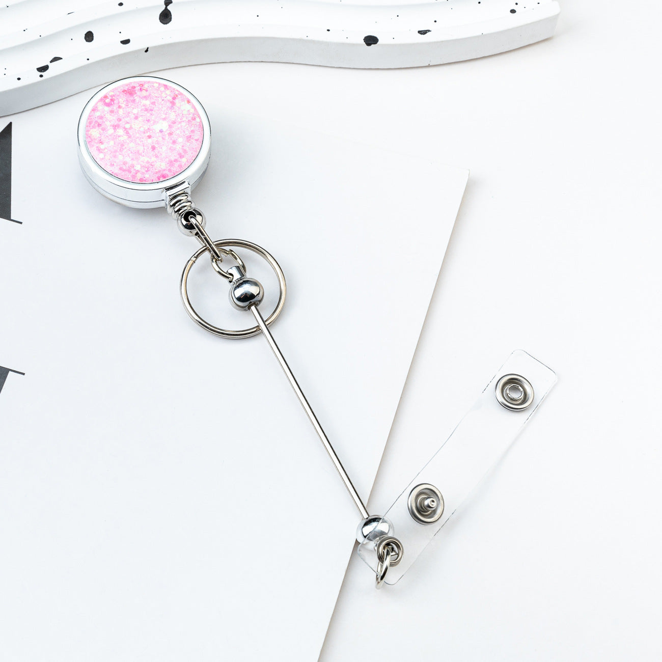 Beadable Badge Bar Reels With Glitter