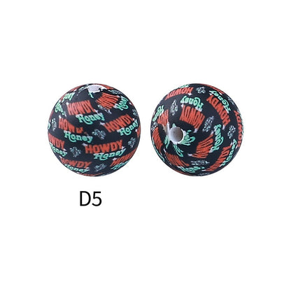 15mm Silicone Beads Rhombus Printed Design 50pcs 15