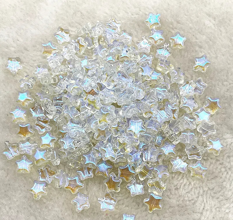 Pentagonal Star Glass Beads 8mm Transparent Pastel Colors 30pcs 19