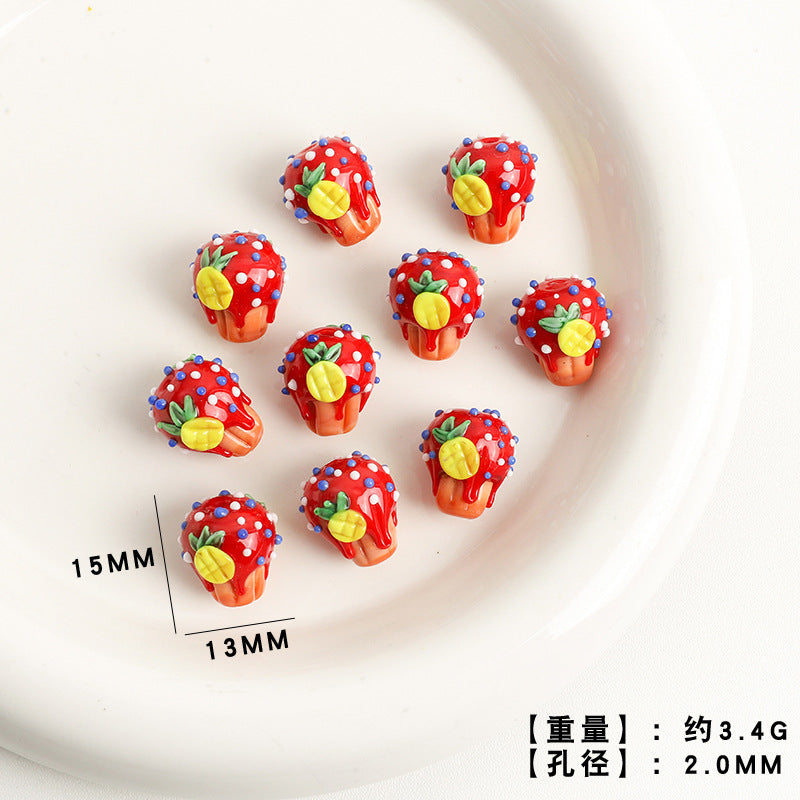 Dessert Theme Glass Cupcake Beads 15x13mm 5pcs 10