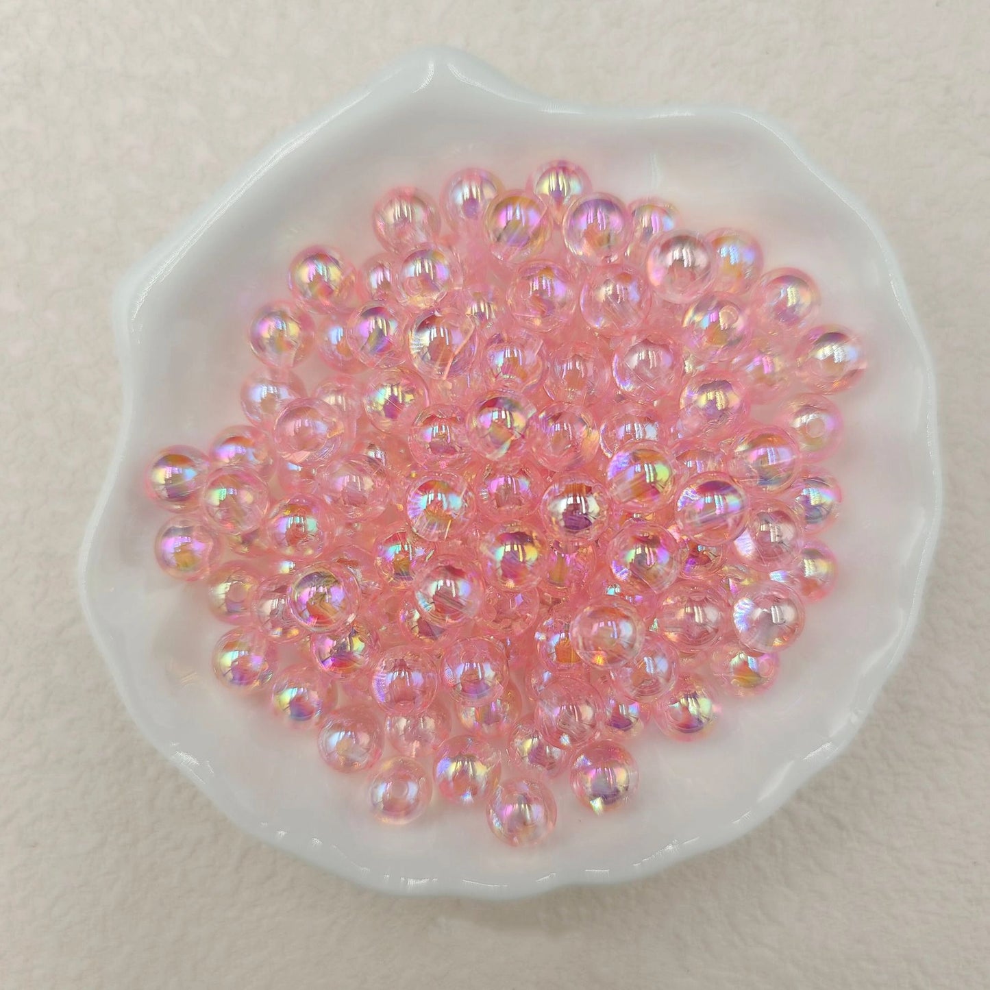 Plating Round Acrylic Beads 12mm Iridescent Transparent 550pcs 7