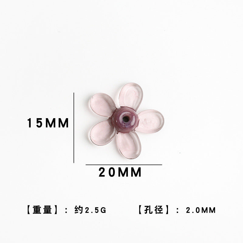 Transparent Colorful Flower Shaped Glass Beads 15x20mm 10pcs 8