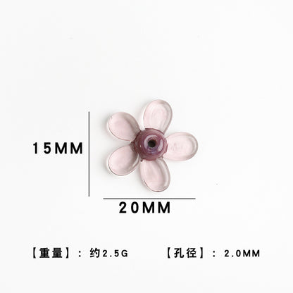 Transparent Colorful Flower Shaped Glass Beads 15x20mm 10pcs 8