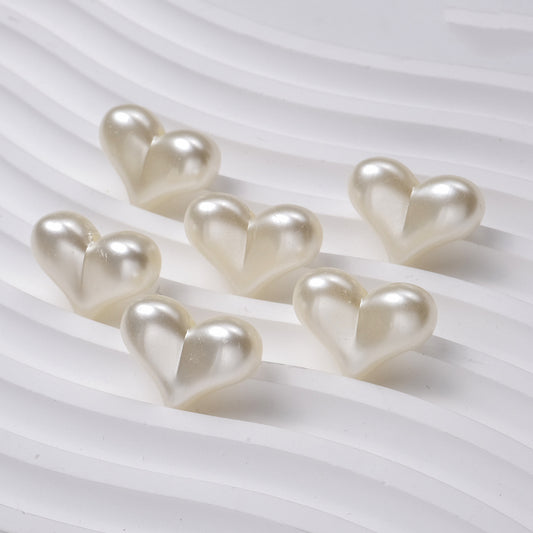 Imitation Pearl Heart Acrylic Beads 22mm Creamy Smooth Finish 100pcs 2