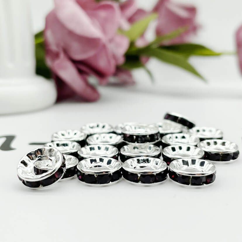 Copper Round Spacer Beads 10mm Large Hole Rhinestone 100pcs 20