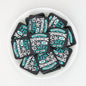 Blue Square Silicone Focal Beads with Text Design 20pcs - Blue