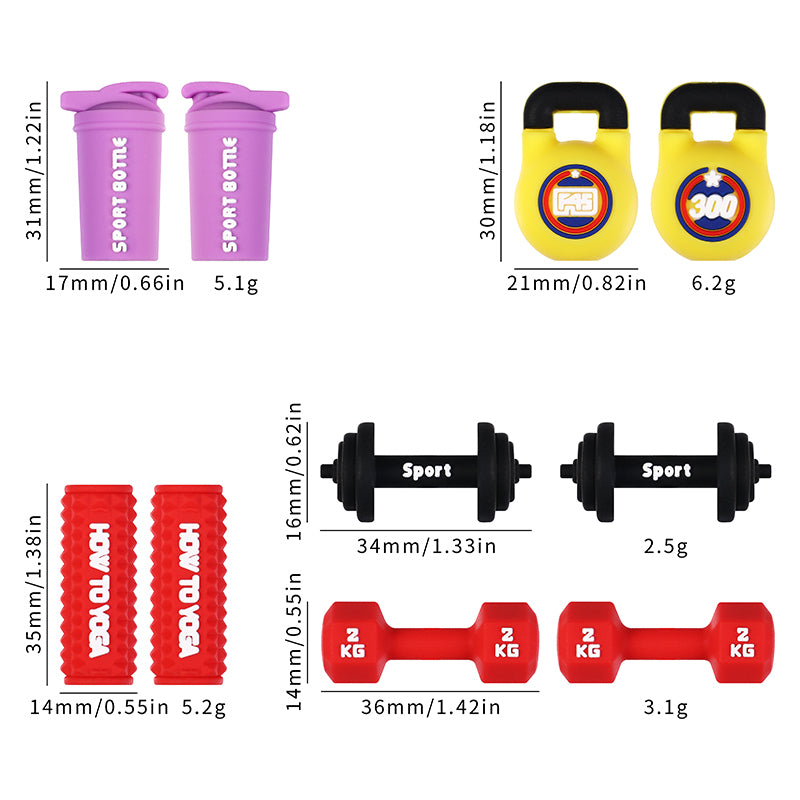 3D Sports Silicone Focal Beads Wholesale, Dumbbell Barbell Kettlebell Equipment Shapes