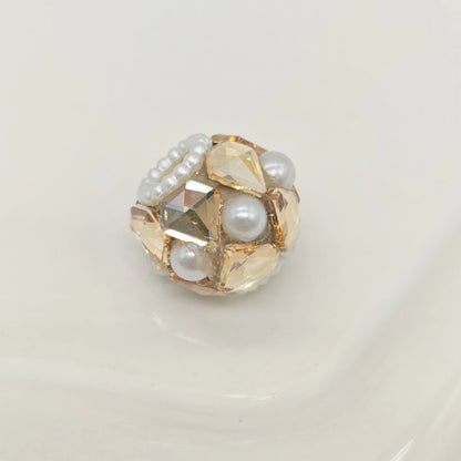 Embellished Bubblegum Beads 16mm Faceted Mini Pearl Paved 4pcs 13