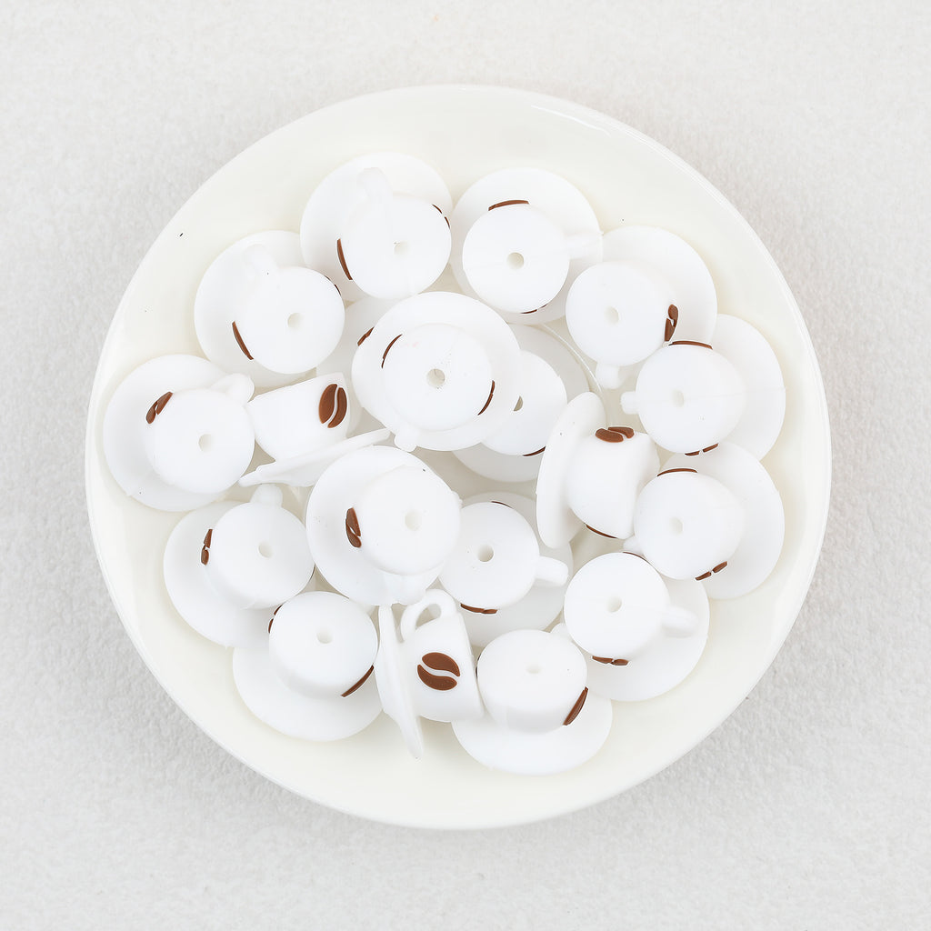  3D White Coffee Cup Silicone Focal Beads 20Pcs 2