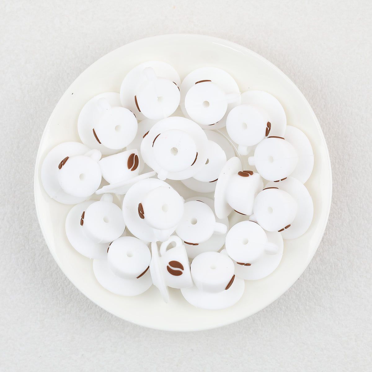  3D White Coffee Cup Silicone Focal Beads 20Pcs 2