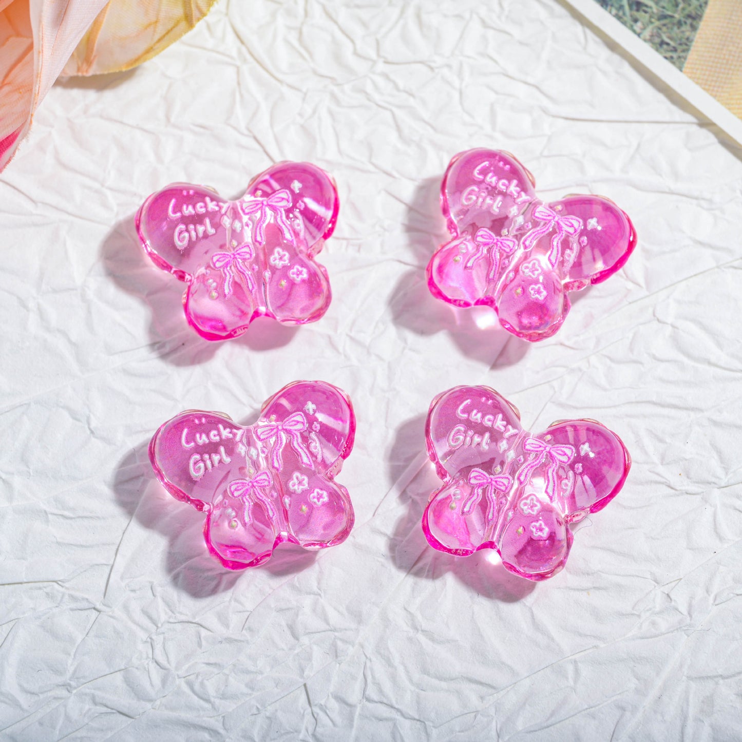 20pcs 22mm Cartoon Butterfly Acrylic Beads for Jewelry Making 8