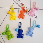 Resin Bear Keychain with Smile Engraving and Bell Charm Colorful 2