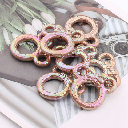 Deep UV Color Plated Solid Color Mickey Ring Head Acrylic Beads 2pcs 15