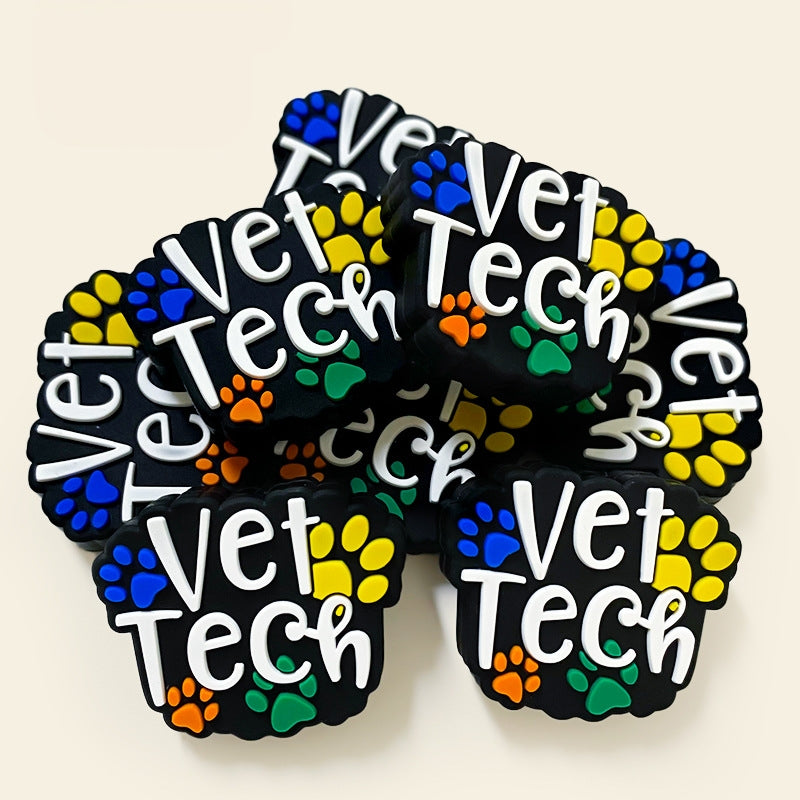 Silicone Focal Beads Vet Tech Dog Claws With Vet Tech Lettering 20pcs