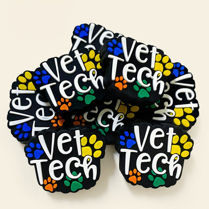 Silicone Focal Beads Vet Tech Dog Claws With Vet Tech Lettering 20pcs