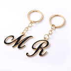 Metal Fashion Letter Keychain Black and Gold Script Design 2