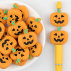 Halloween Smiling Face Pumpkin Silicone Focal Beads 20Pcs 