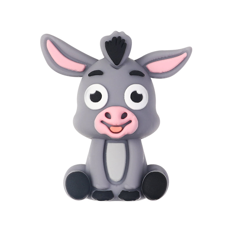 Silicone 3D Focal Beads Farm Animal Donkey Tuft of Hair 20pcs 11