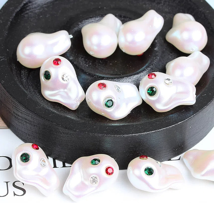 Irregular Acrylic Beads ABS Plastic Imitation Pearl Rhinestone 10pcs 12