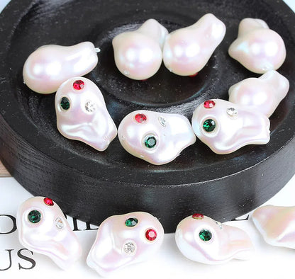 Irregular Acrylic Beads ABS Plastic Imitation Pearl Rhinestone 10pcs 12