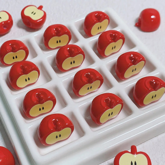 Painted Half Apple Acrylic Beads 16.53*17.76mm Glossy Mixed Colors 10pcs