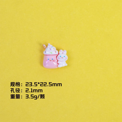 Plating Cute Bunny Donut and Envelope Resin Beads Glossy Pastel 10pcs 5