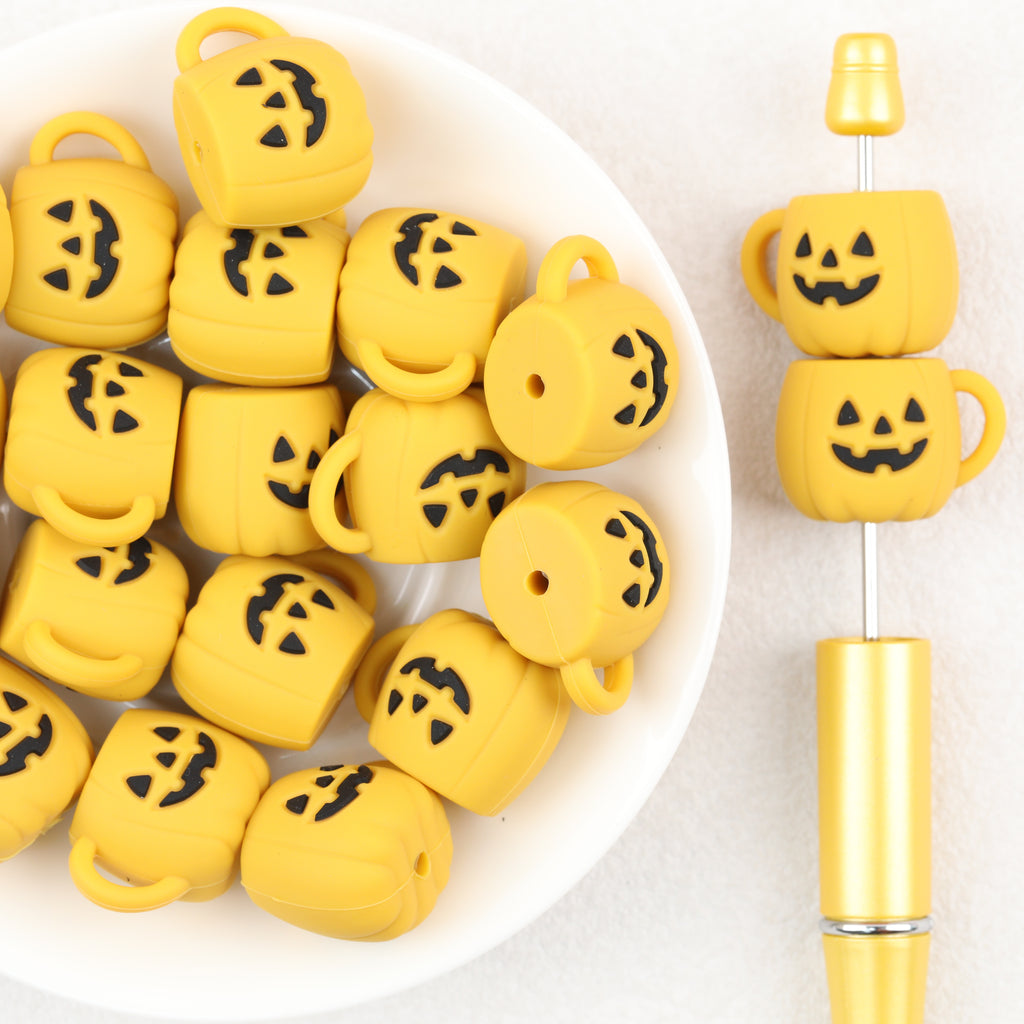  3D Thanksgiving Pumpkin Mug Silicone Focal Beads 20pcs