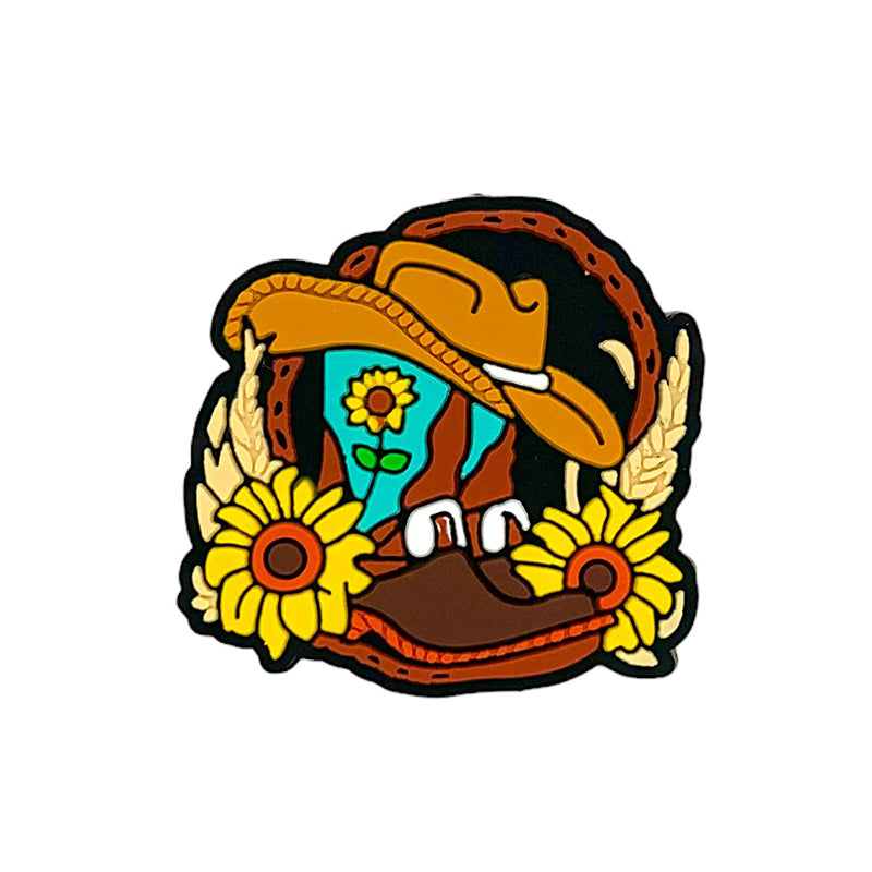 Silicone Focal Beads Western Hat Sunflower Boot Circle Badge 20pcs