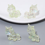 Painted Unicorn Acrylic Beads 25x26mm Pastel Iridescent Shine 4pcs 6