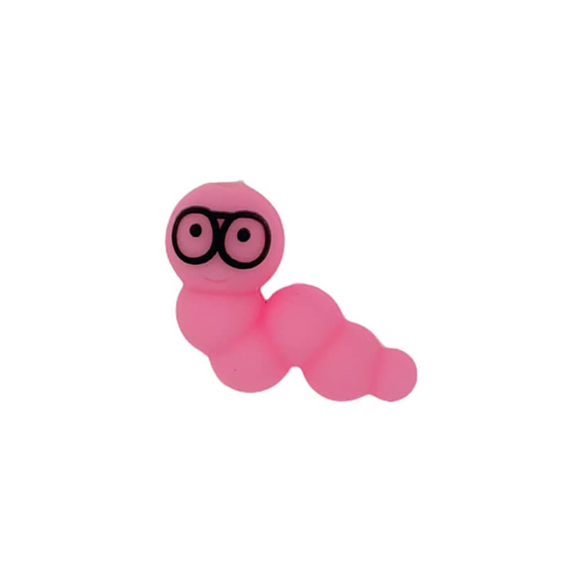 Silicone 3D Focal Beads Bookworm Caterpillar Wearing Quirky Glasses 4