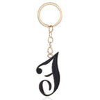 Metal Fashion Letter Keychain Black and Gold Script Design 10