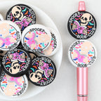 Spooky Skull Reading Round Silicone Focal Beads 20Pcs 