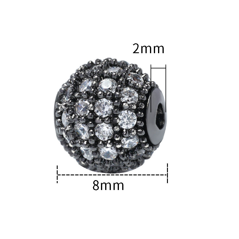 Fancy Zirconia Paved Brass Round Beads 6mm 8mm 10mm 30pcs 16