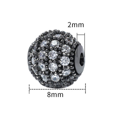 Fancy Zirconia Paved Brass Round Beads 6mm 8mm 10mm 30pcs 16