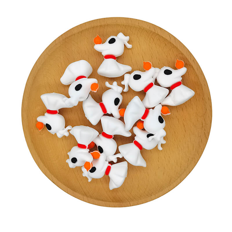 Silicone 3D Focal Beads Jack Dog Ghost Pup Halloween Red Collar 2