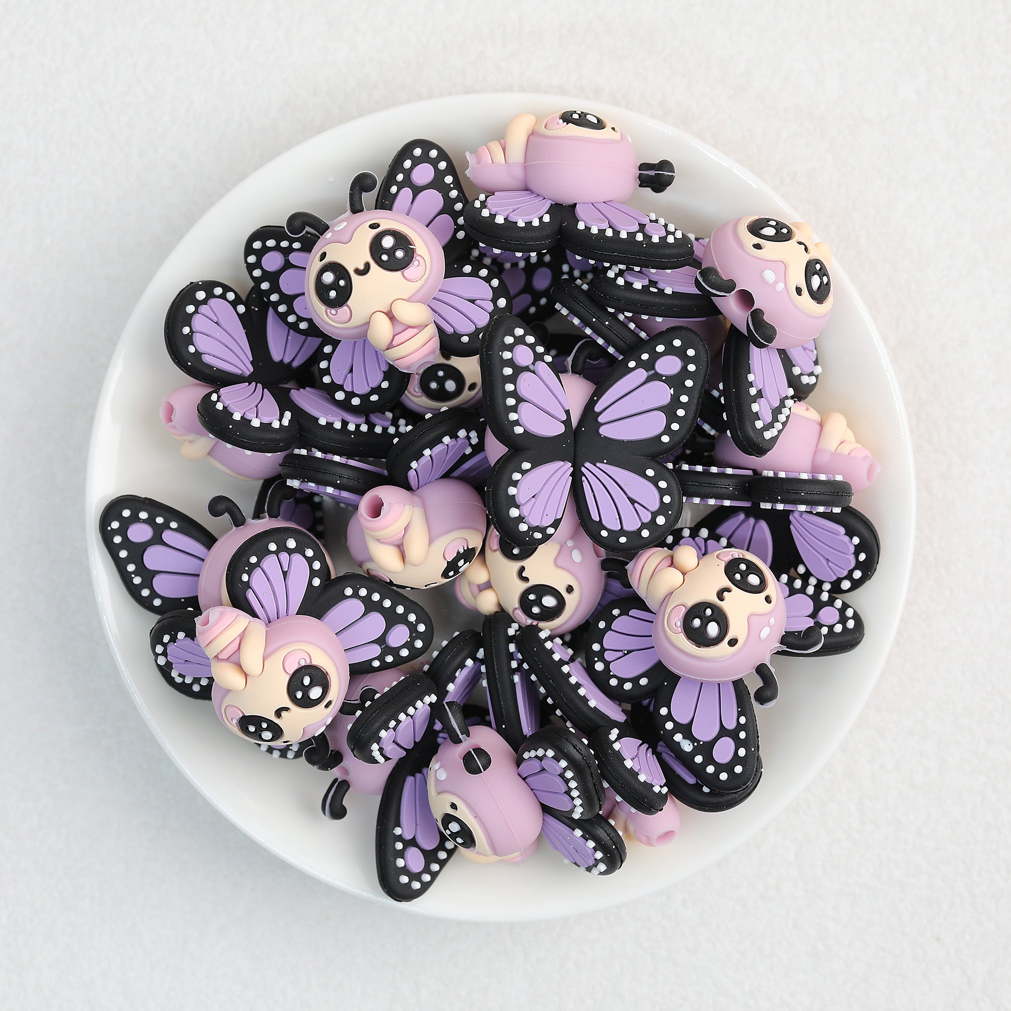 3D Colorful Butterfly Silicone Focal Beads 20Pcs  9