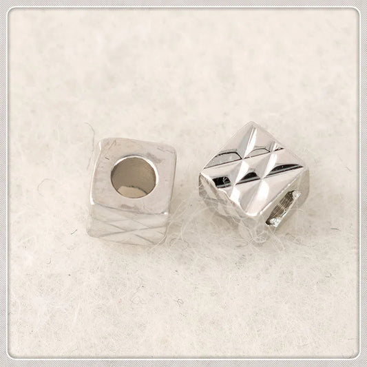 Brass Square Metal Beads 4mm Rhombus Grid Faceted 100pcs 2