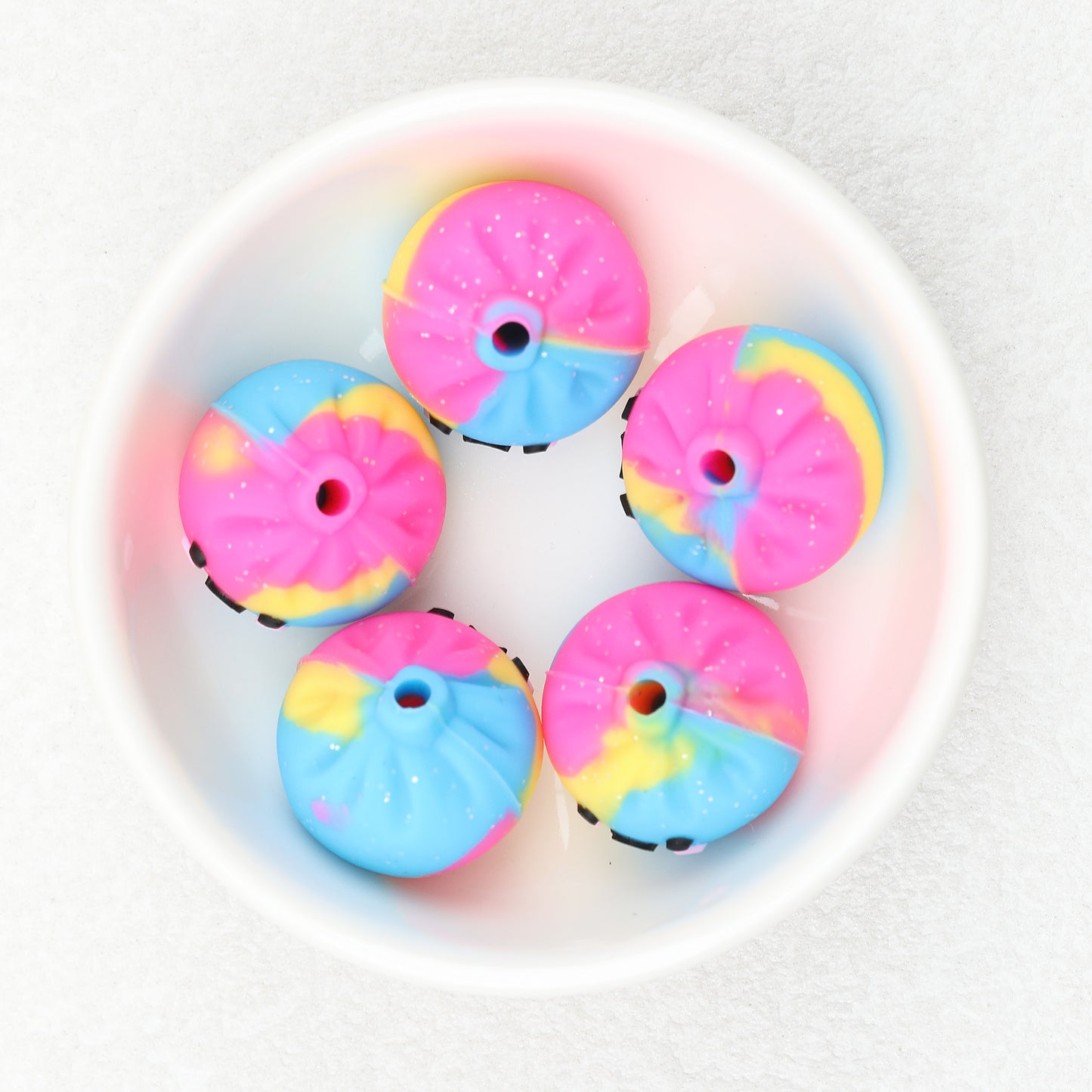Colorful 3D Glittered Silicone Steamed Stuffed Bun Focal Beads 20pcs 12