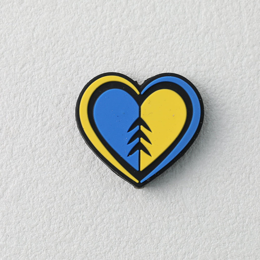 Yellow Blue Heart Silicone Focal Beads 20 pcs