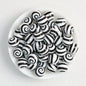 Colorful 15mm Swirl Pattern Priented Round Silicone Beads 50pcs - Black