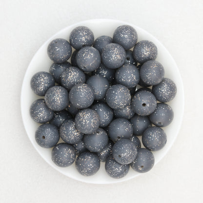 15mm Glitter Silicone Round Beads with 2.5mm Hole 50pcs 10
