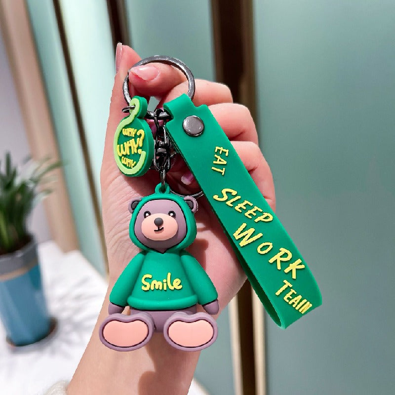 Resin Bear Keychain Cartoon Sweater Pastel Colors Smile 4