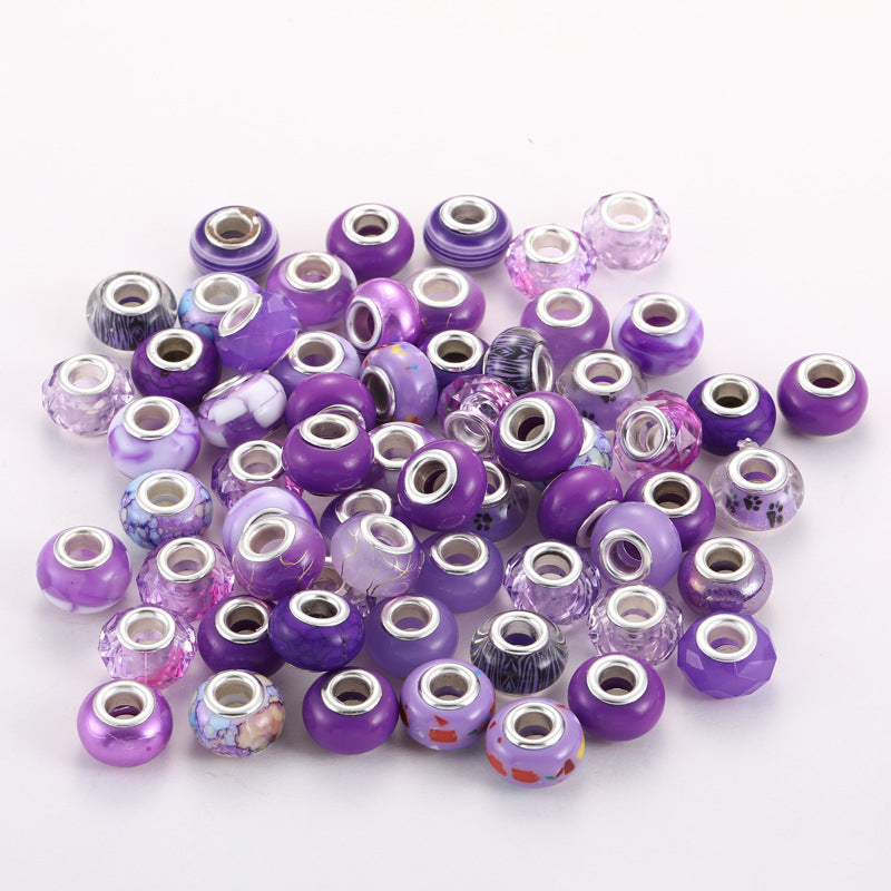 Resin Spacer Beads 9x14mm Multi-Color Textured 100pcs 13