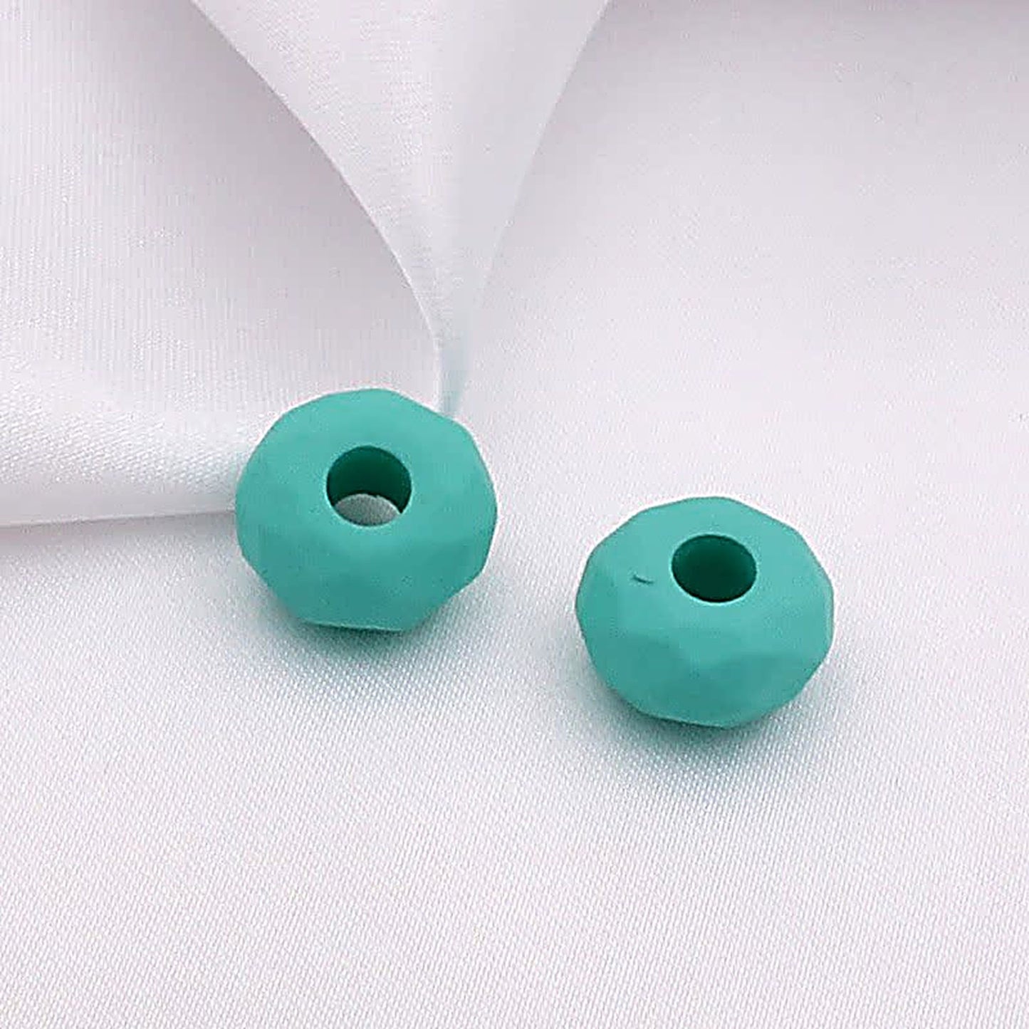 Acrylic Faceted Spacer Beads 14mm Rubberized Finish 40pcs - Water Blue