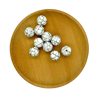 15mm Silicone Beads Crackle Printed Multi Color 50pcs 5