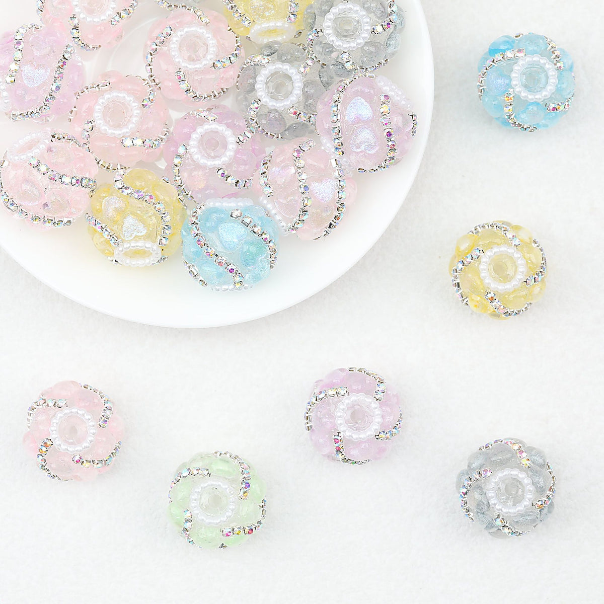 Shimmer Heart Strip Enlaced Acrylic Beads 20mm 10pcs