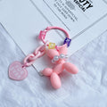 Acrylic Balloon Dog Keychain Pastel Colors Pearl Beads Heart Charm 6