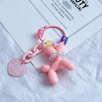 Acrylic Balloon Dog Keychain Pastel Colors Pearl Beads Heart Charm 6
