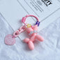 Acrylic Balloon Dog Keychain Pastel Colors Pearl Beads Heart Charm 6